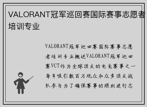 VALORANT冠军巡回赛国际赛事志愿者培训专业