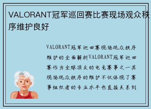 VALORANT冠军巡回赛比赛现场观众秩序维护良好