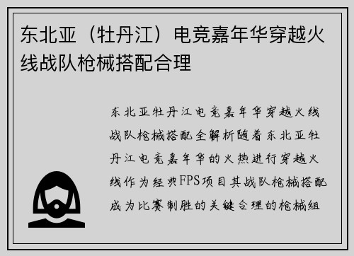东北亚（牡丹江）电竞嘉年华穿越火线战队枪械搭配合理